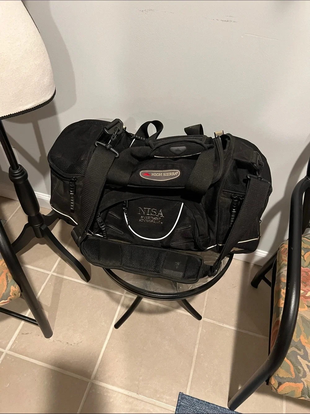 Black Men's Utility Duffel Bag with Shoulder Strap